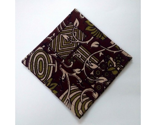 Single Vine - 12" KALAMKARI PRINT Flora 100% Cotton Men Women Pocket Square Handkerchief Hanky